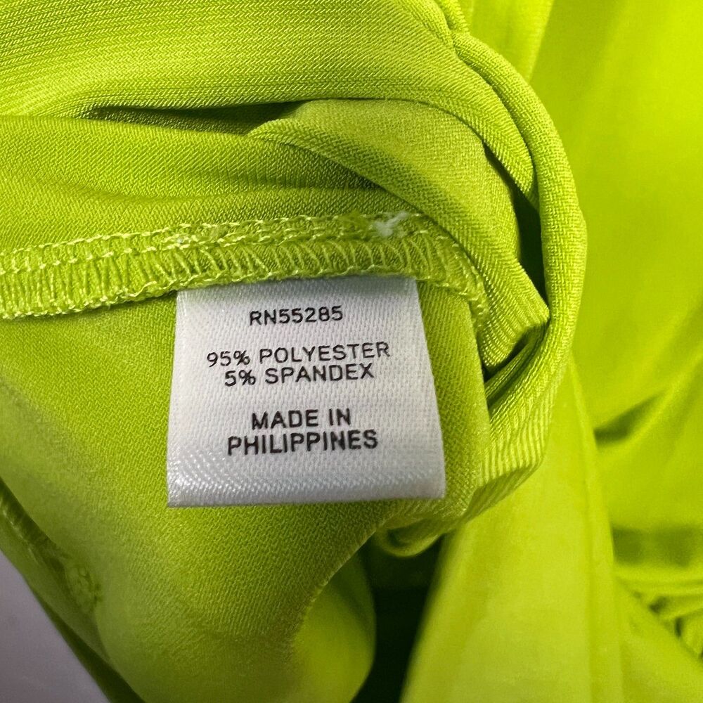 Y2K Express Lime Green Draped Sleeveless Cowl Neck Mini Dress Going Out Size L - Picture 10 of 11